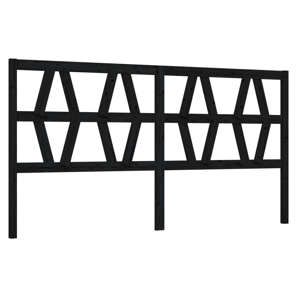 Testiera per Letto Nera 206x4x100 cm in Legno Massello di Pino - homemem39