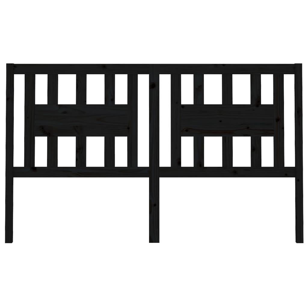 Testiera per Letto Nera 146x4x100 cm in Legno Massello di Pino