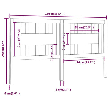 Testiera per Letto 166x4x100 cm in Legno Massello di Pino - homemem39