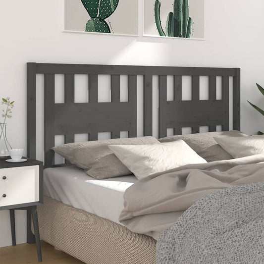 Testiera per Letto Grigia 206x4x100cm in Legno Massello di Pino - homemem39
