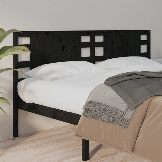 Testiera per Letto Nera 146x4x100 cm in Legno Massello di Pino - homemem39