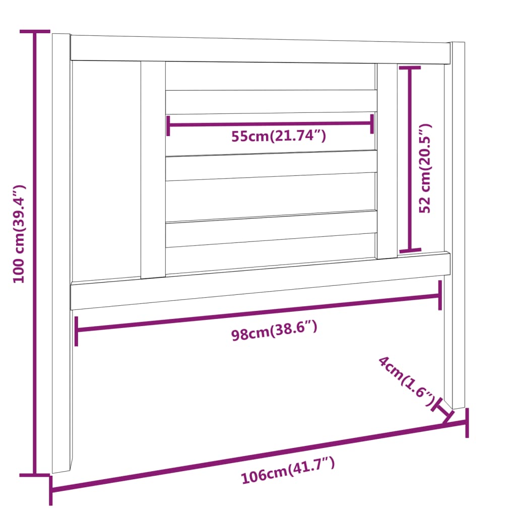 Testiera per Letto ambra 106x4x100 cm in Legno Massello di Pino - homemem39