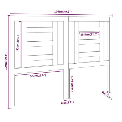 Testiera per Letto Bianca 126x4x100cm in Legno Massello di Pino - homemem39