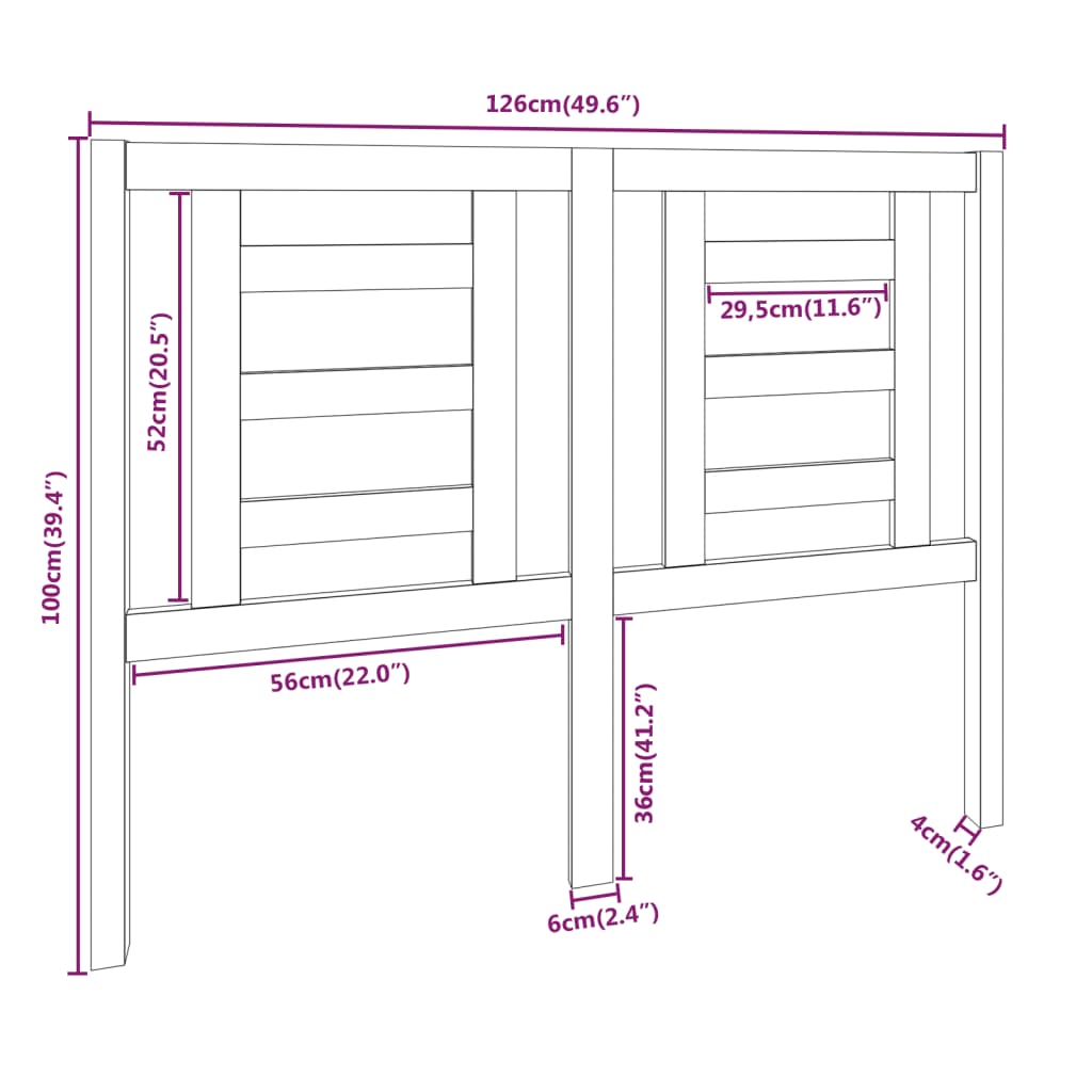 Testiera per Letto ambra 126x4x100 cm in Legno Massello di Pino - homemem39