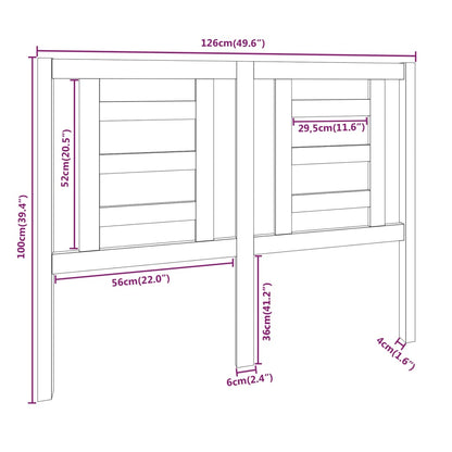 Testiera per Letto ambra 126x4x100 cm in Legno Massello di Pino - homemem39