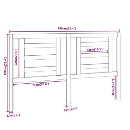 Testiera per Letto 156x4x100 cm in Legno Massello di Pino - homemem39