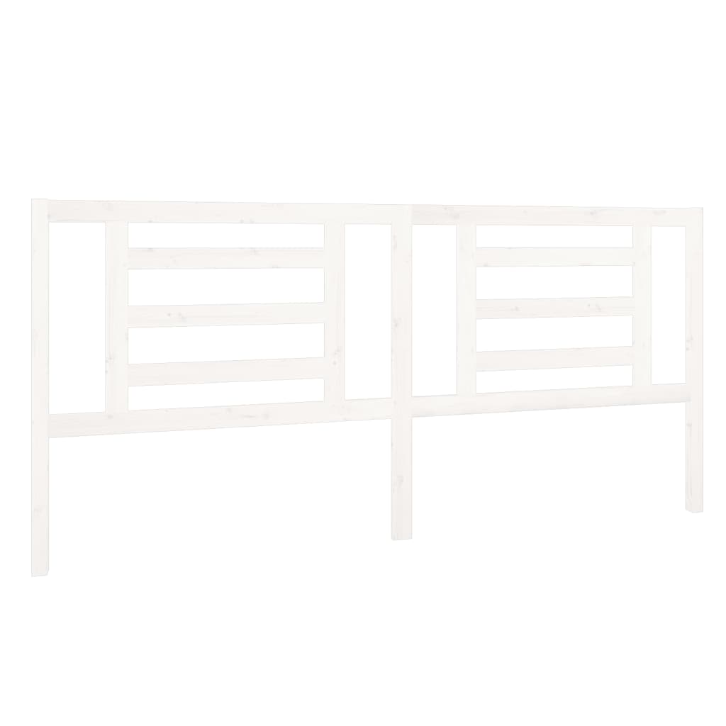 Testiera per Letto Bianca 206x4x100cm in Legno Massello di Pino - homemem39