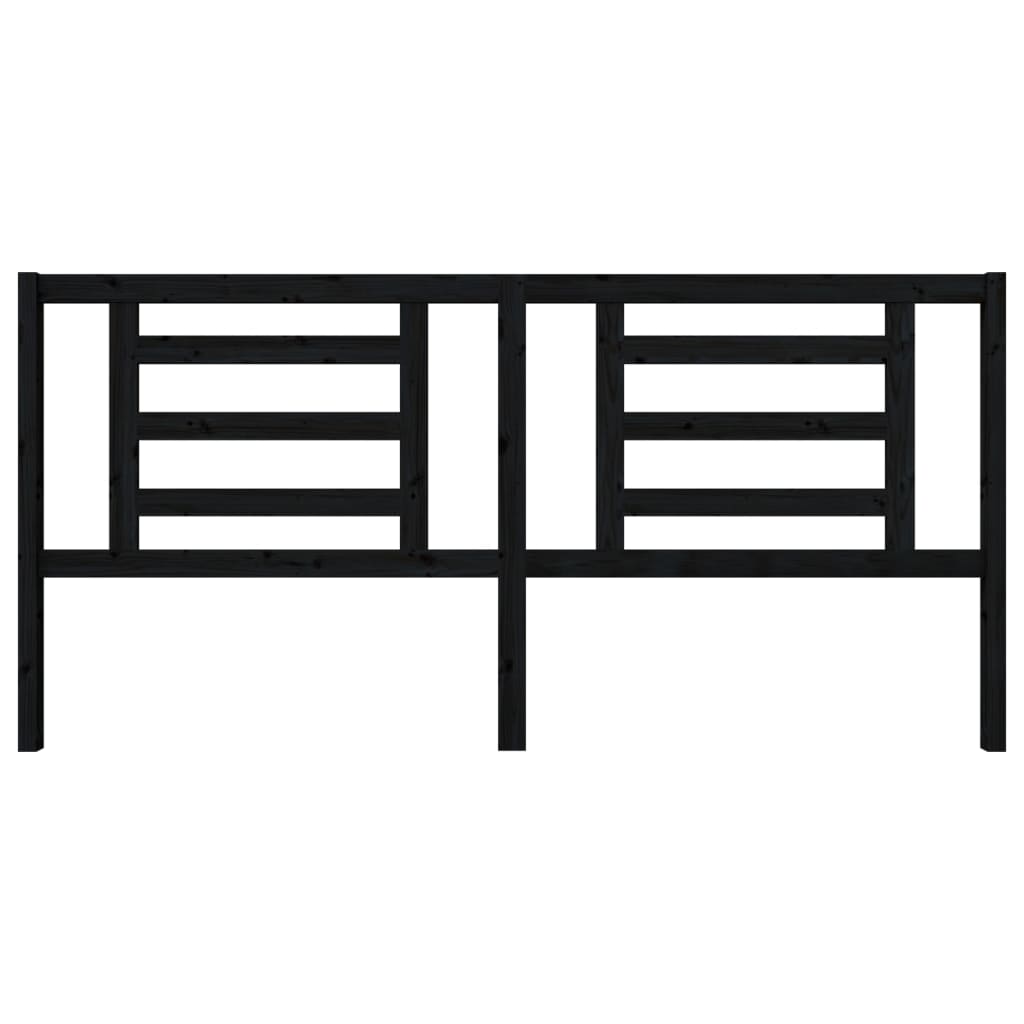 Testiera per Letto Nera 206x4x100 cm in Legno Massello di Pino - homemem39