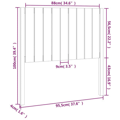 Testiera per Letto Nera 95,5x4x100 cm in Legno Massello di Pino - homemem39