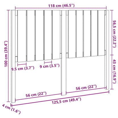 Testiera per Letto Bianca 125,5x4x100 cm Legno Massello di Pino - homemem39
