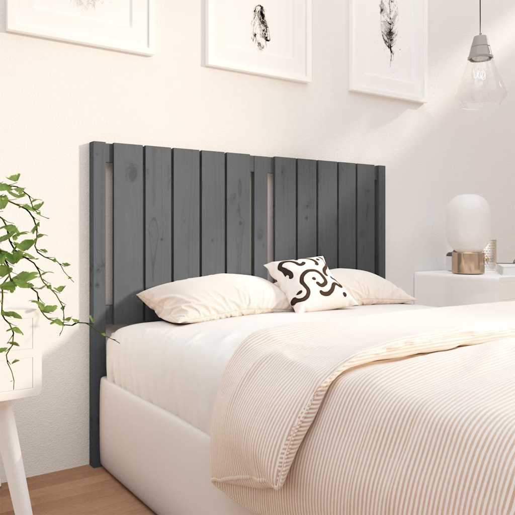 Testiera per Letto Grigia 125,5x4x100 cm Legno Massello di Pino - homemem39
