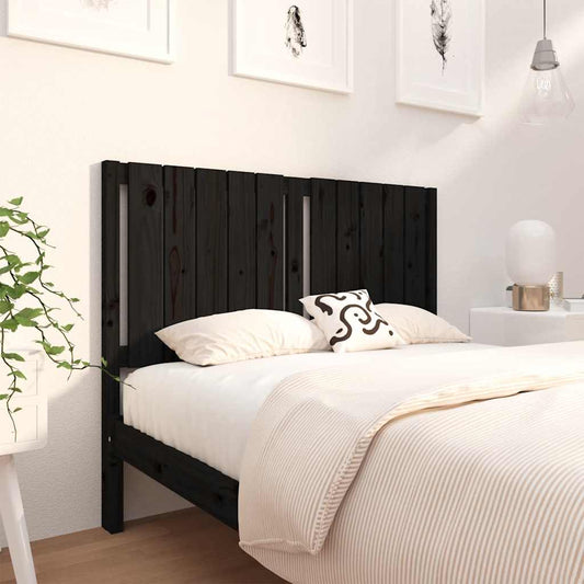 Testiera per Letto Nera 125,5x4x100cm in Legno Massello di Pino - homemem39
