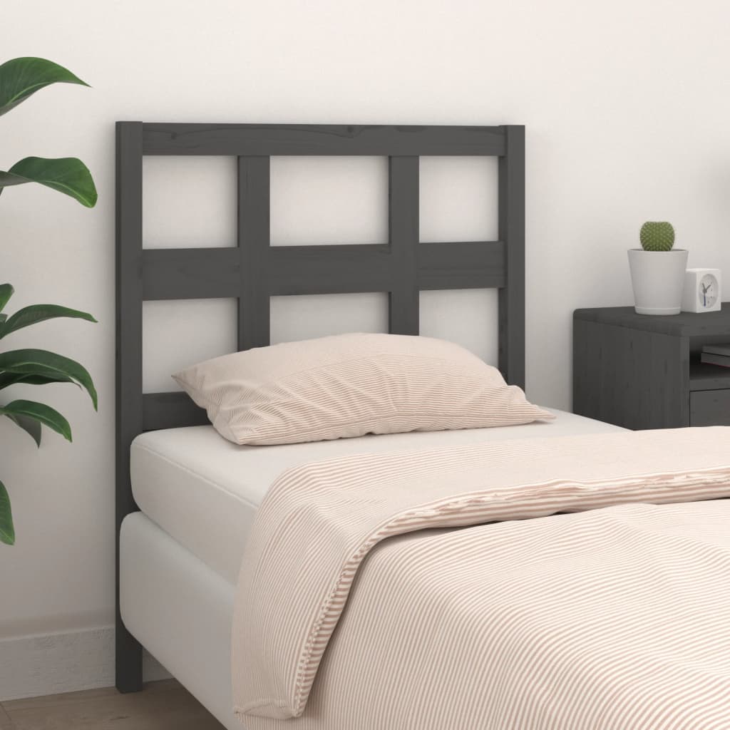 Testiera per Letto Grigia 95,5x4x100 cm Legno Massello di Pino - homemem39