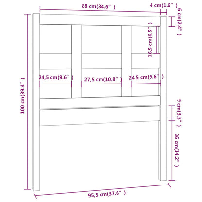 Testiera per Letto ambra 95,5x4x100cm in Legno Massello di Pino - homemem39