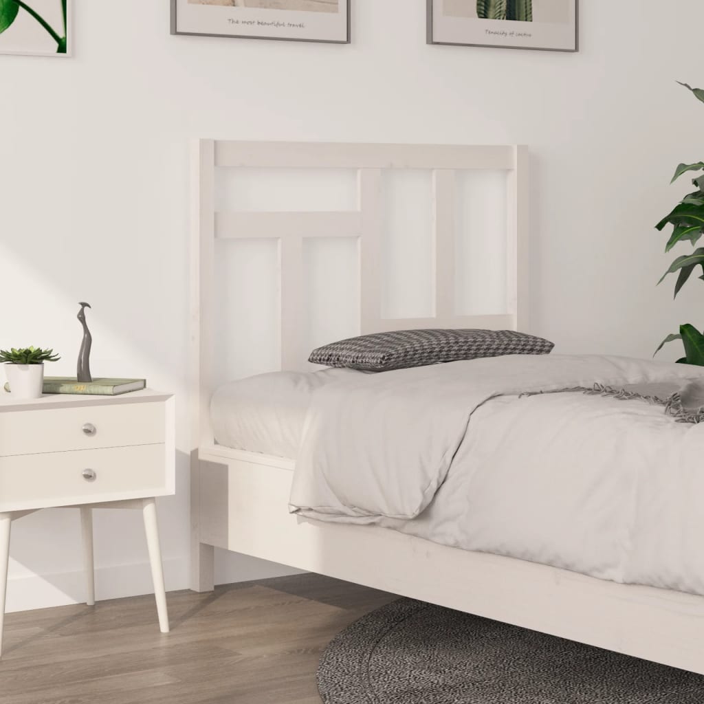 Testiera per Letto Bianca 95,5x4x100 cm Legno Massello di Pino - homemem39
