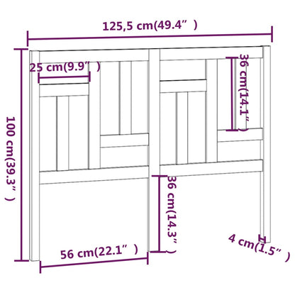 Testiera per Letto Grigia 125,5x4x100 cm Legno Massello di Pino - homemem39
