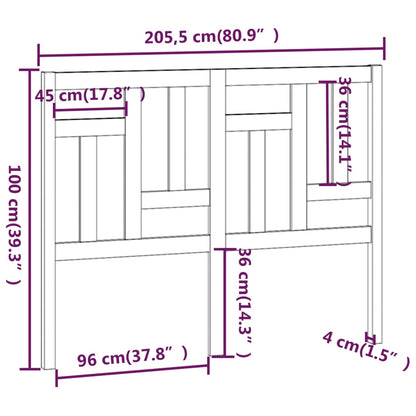 Testiera per Letto 205,5x4x100 cm Legno Massello di Pino - homemem39