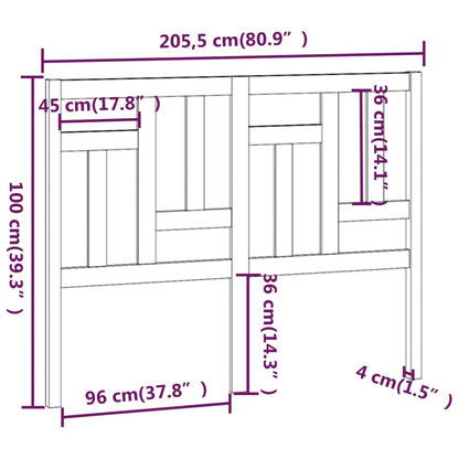 Testiera per Letto Bianca 205,5x4x100 cm Legno Massello di Pino - homemem39