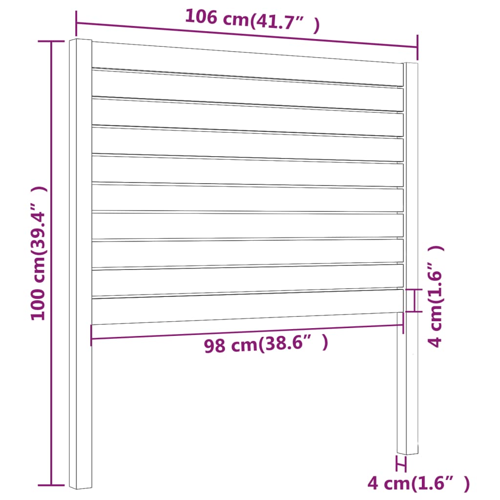 Headboard for Miele Bed 106x4x100 cm in Solid Pine Wood