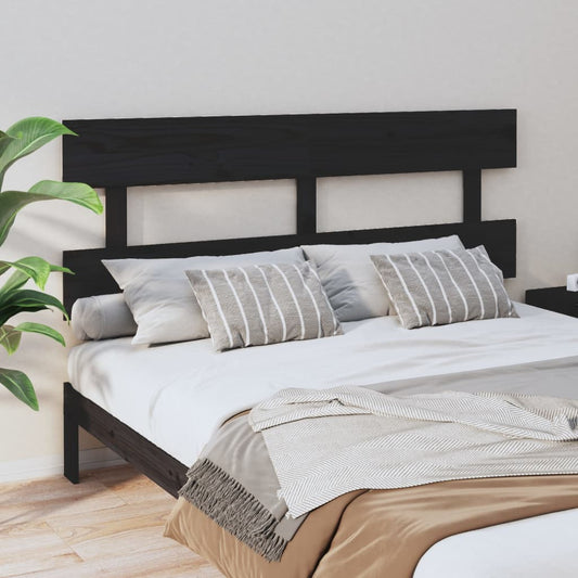 Testiera per Letto Nera 164x3x81 cm in Legno Massello di Pino - homemem39
