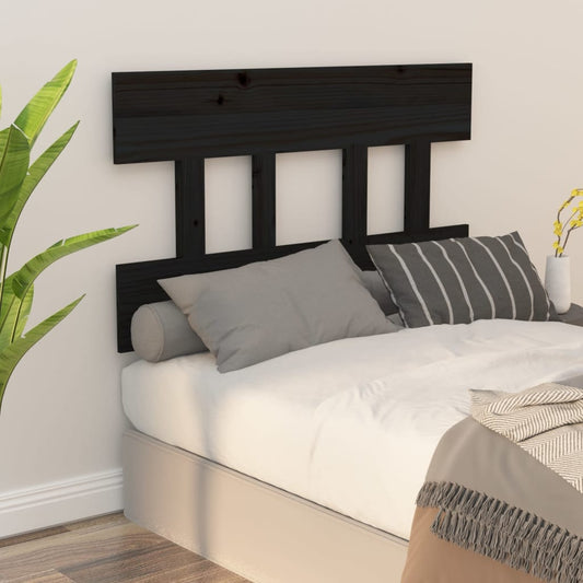 Testiera per Letto Nera 78,5x3x81 cm Legno Massello di Pino - homemem39