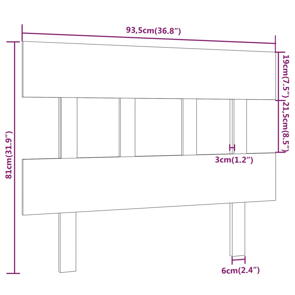 Testiera per Letto ambra 93,5x3x81 cm in Legno Massello di Pino - homemem39