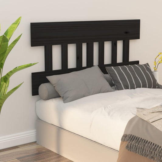 Testiera per Letto Nera 203,5x3x81 cm in Legno Massello di Pino - homemem39