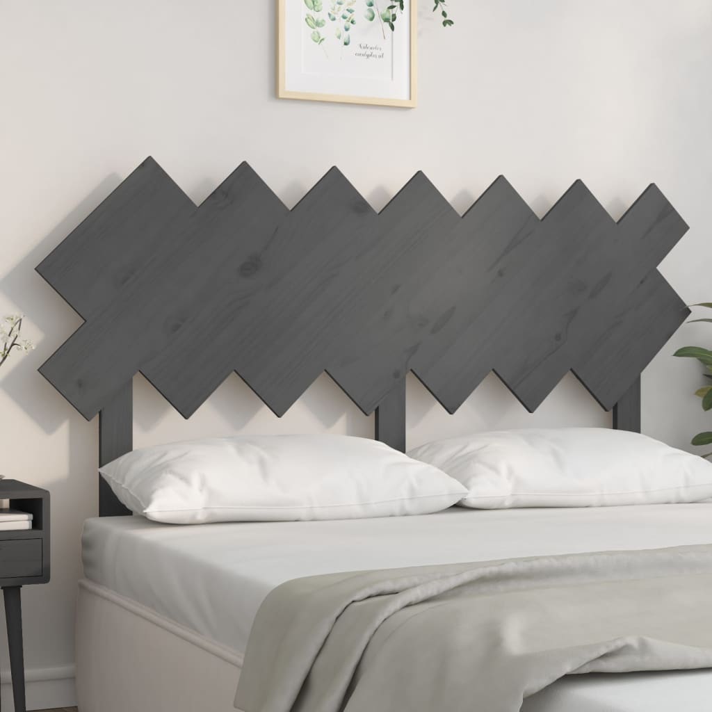 Testiera per Letto Grigia141x3x80,5cm in Legno Massello di Pino - homemem39