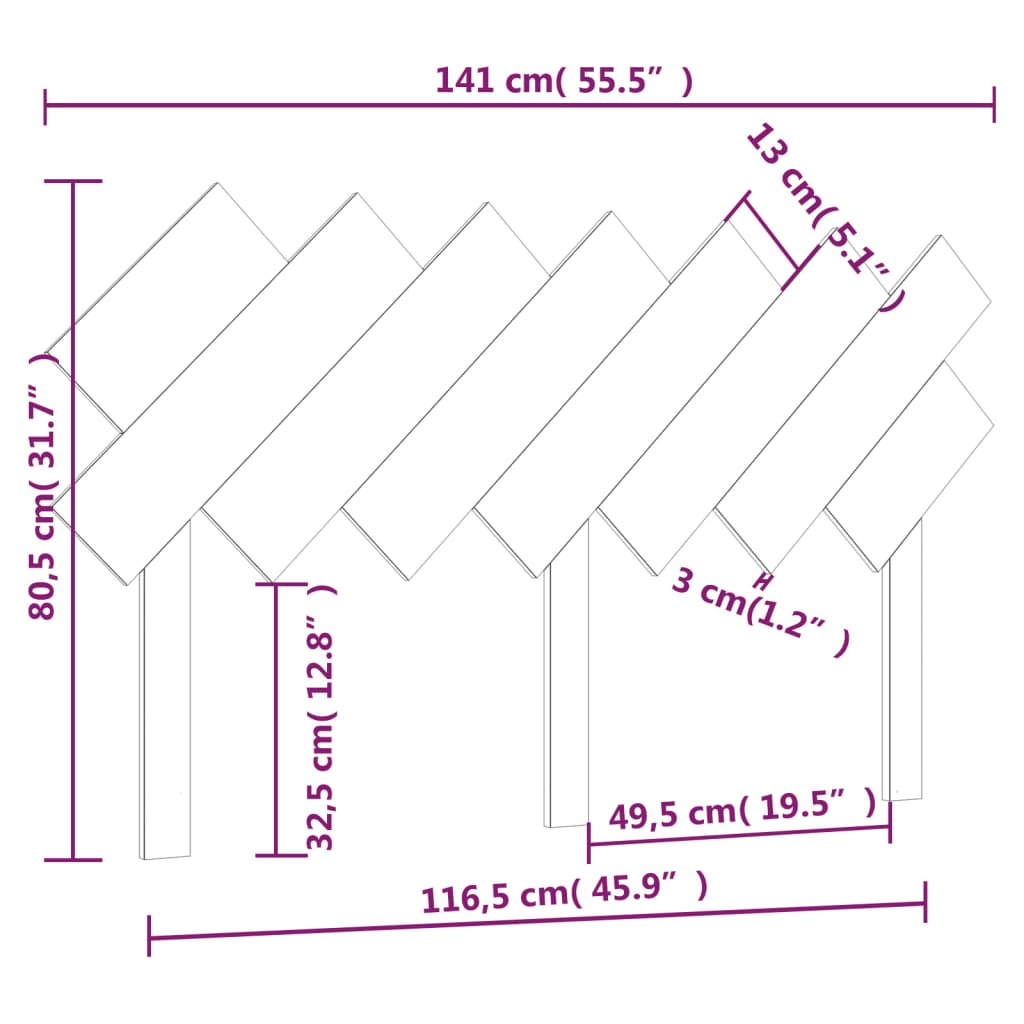 Testiera per Letto Ambra 141x3x80,5 cm Legno Massello di Pino - homemem39