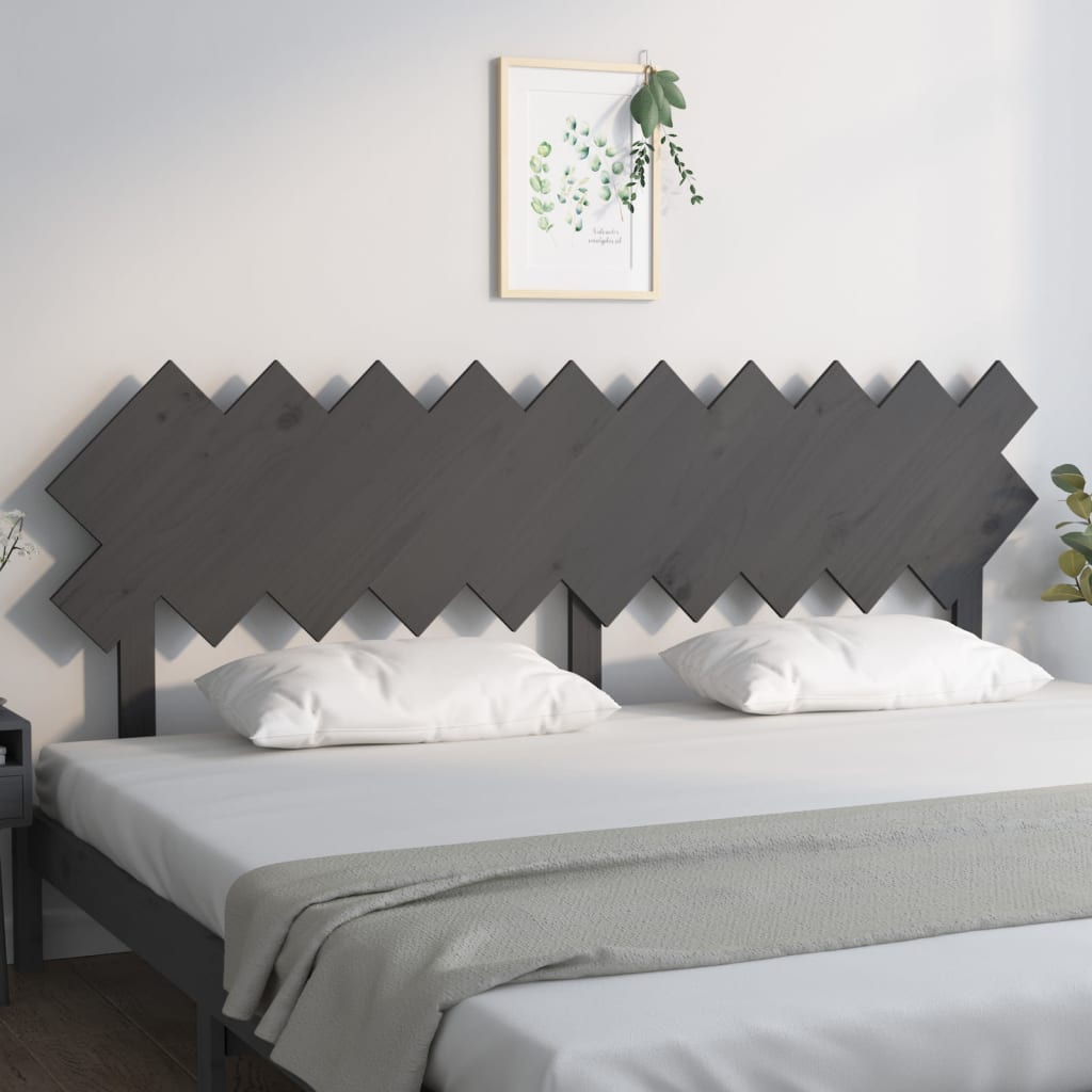 Testiera per Letto Grigia 196x3x80,5 cm Legno Massello di Pino - homemem39