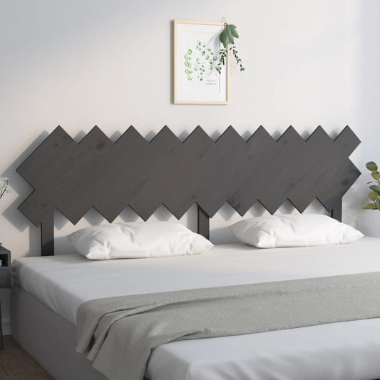 Testiera per Letto Grigia 196x3x80,5 cm Legno Massello di Pino - homemem39