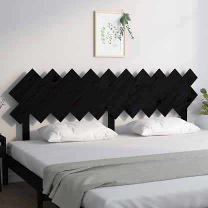 Testiera per Letto Nera 196x3x80,5 cm in Legno Massello di Pino - homemem39