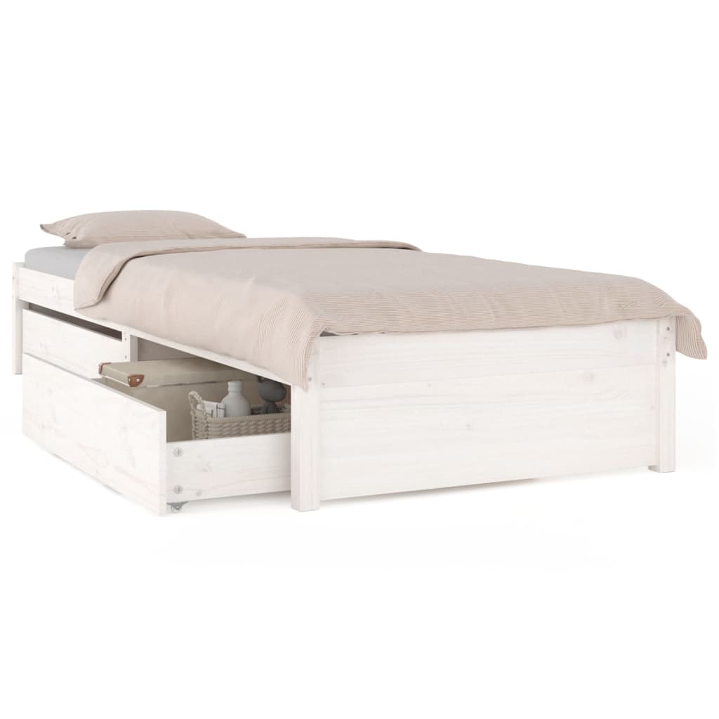 Giroletto Bianco con Cassetti 75x190 cm Small Single | homemem39