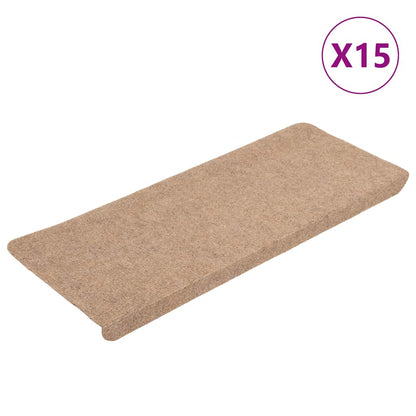 Tappetini Autoadesivi per Scale 15 pz 65x24,5x3,5 cm Beige - homemem39