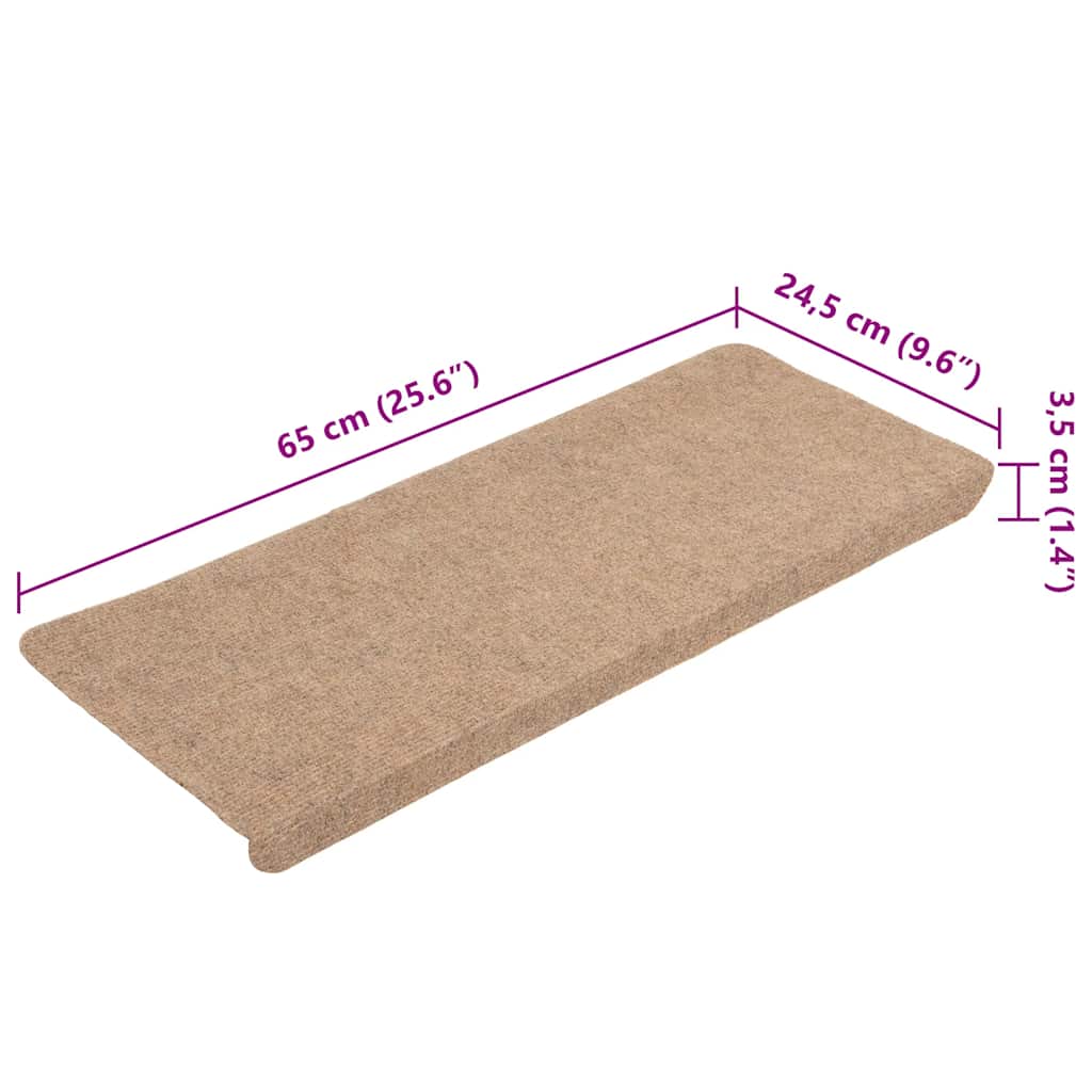 Tappetini Autoadesivi per Scale 15 pz 65x24,5x3,5 cm Beige - homemem39
