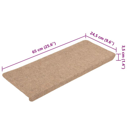 Tappetini Autoadesivi per Scale 15 pz 65x24,5x3,5 cm Beige - homemem39
