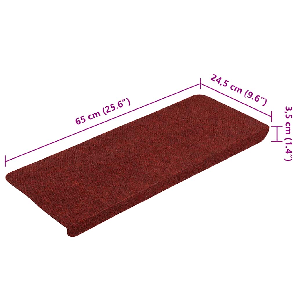 Tappetini Autoadesivi per Scale 15 pz 65x24,5x3,5 cm Rosso