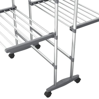 Stendibiancheria a 2 Livelli con Ruote Argento 60x70x106 cm | homemem39