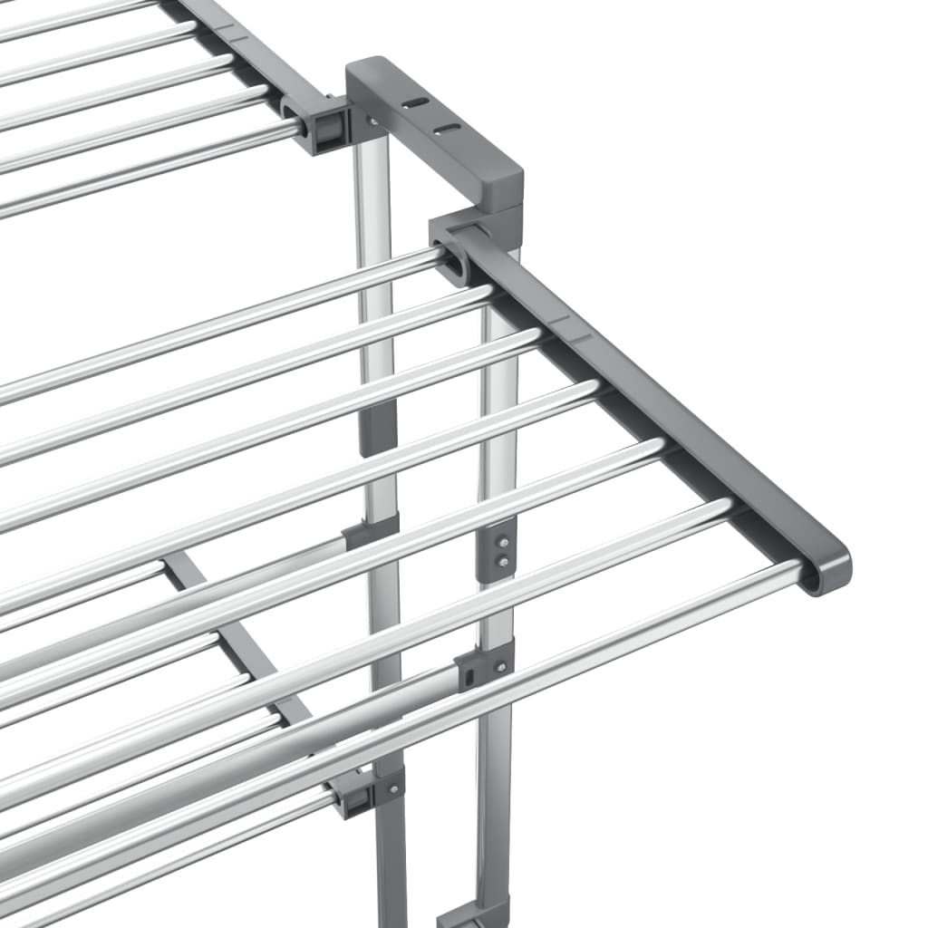 Stendibiancheria a 2 Livelli con Ruote Argento 60x70x106 cm | homemem39