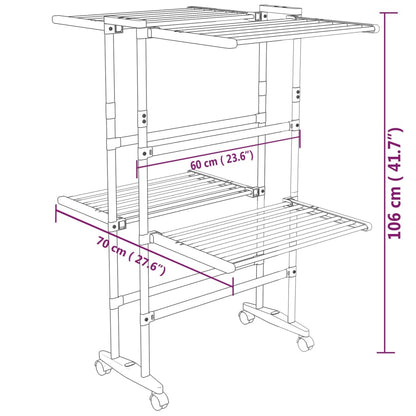 Stendibiancheria a 2 Livelli con Ruote Argento 60x70x106 cm | homemem39