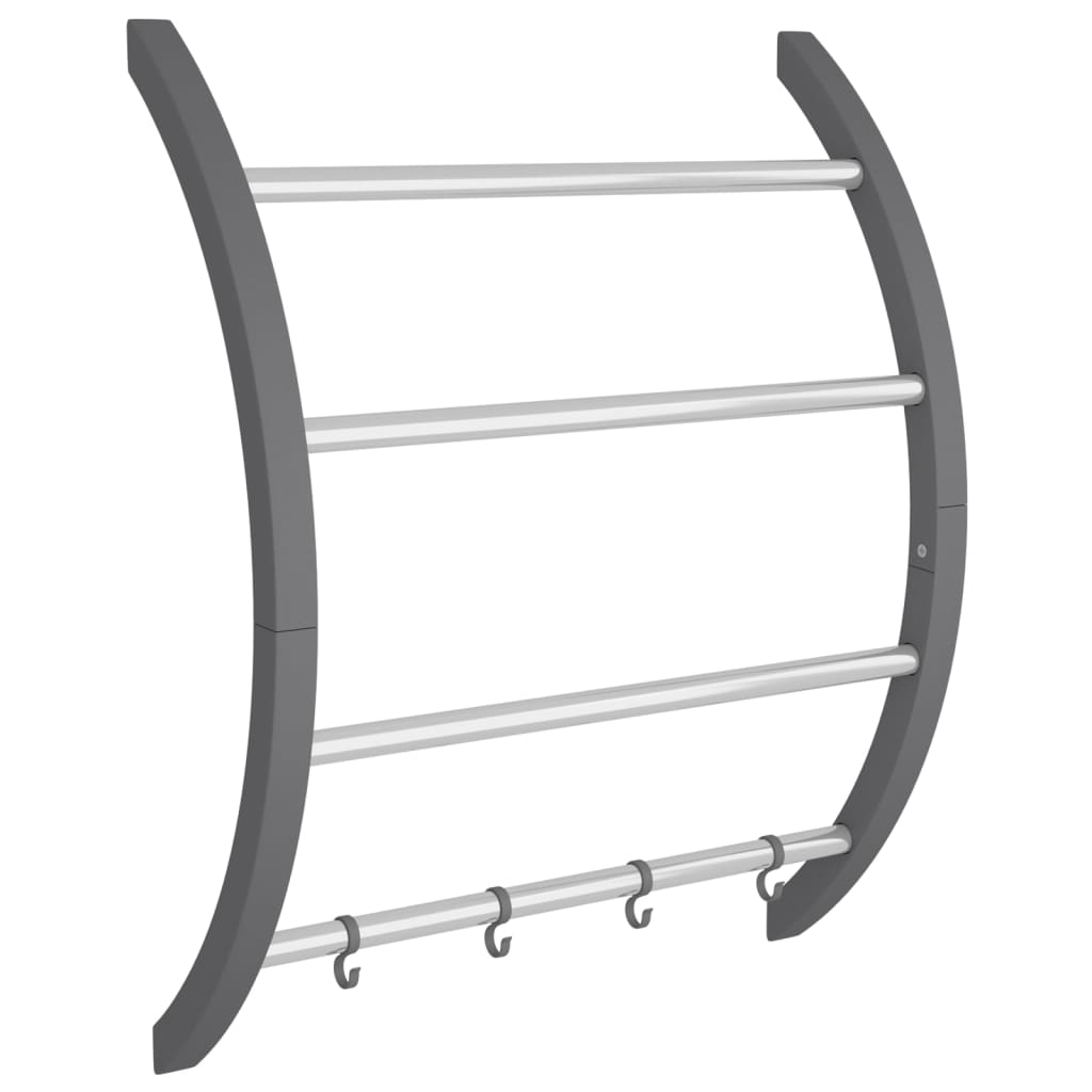 Portasciugamani con Ganci Argento 56x16x72 cm Alluminio | homemem39
