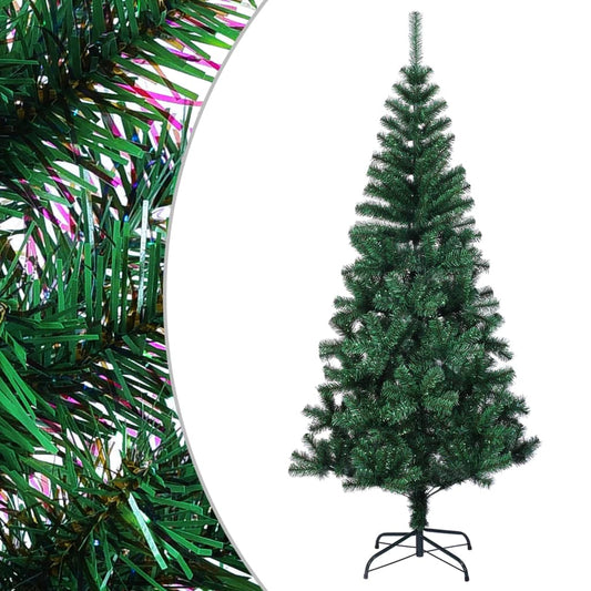 Albero di Natale Artificiale Punte Iridescenti Verde 210 cm PVC