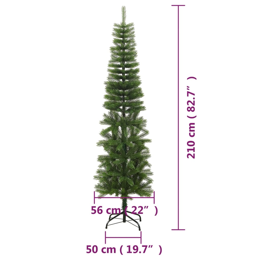 Albero di Natale Artificiale Sottile con Base 210 cm PE - homemem39