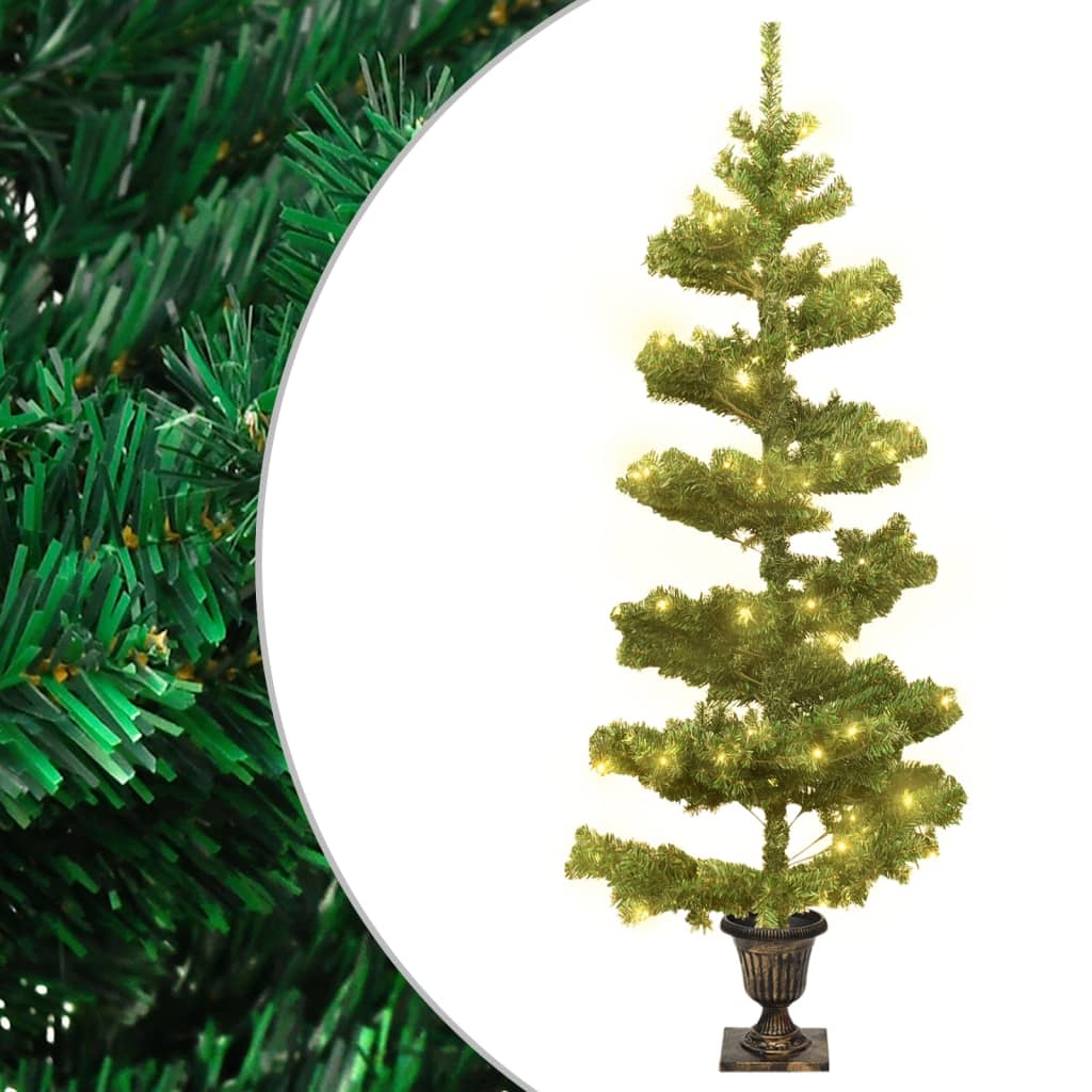 Albero di Natale Preilluminato con Vaso Verde 120 cm in PVC - homemem39