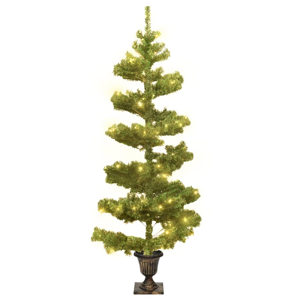 Albero di Natale Preilluminato con Vaso Verde 120 cm in PVC - homemem39