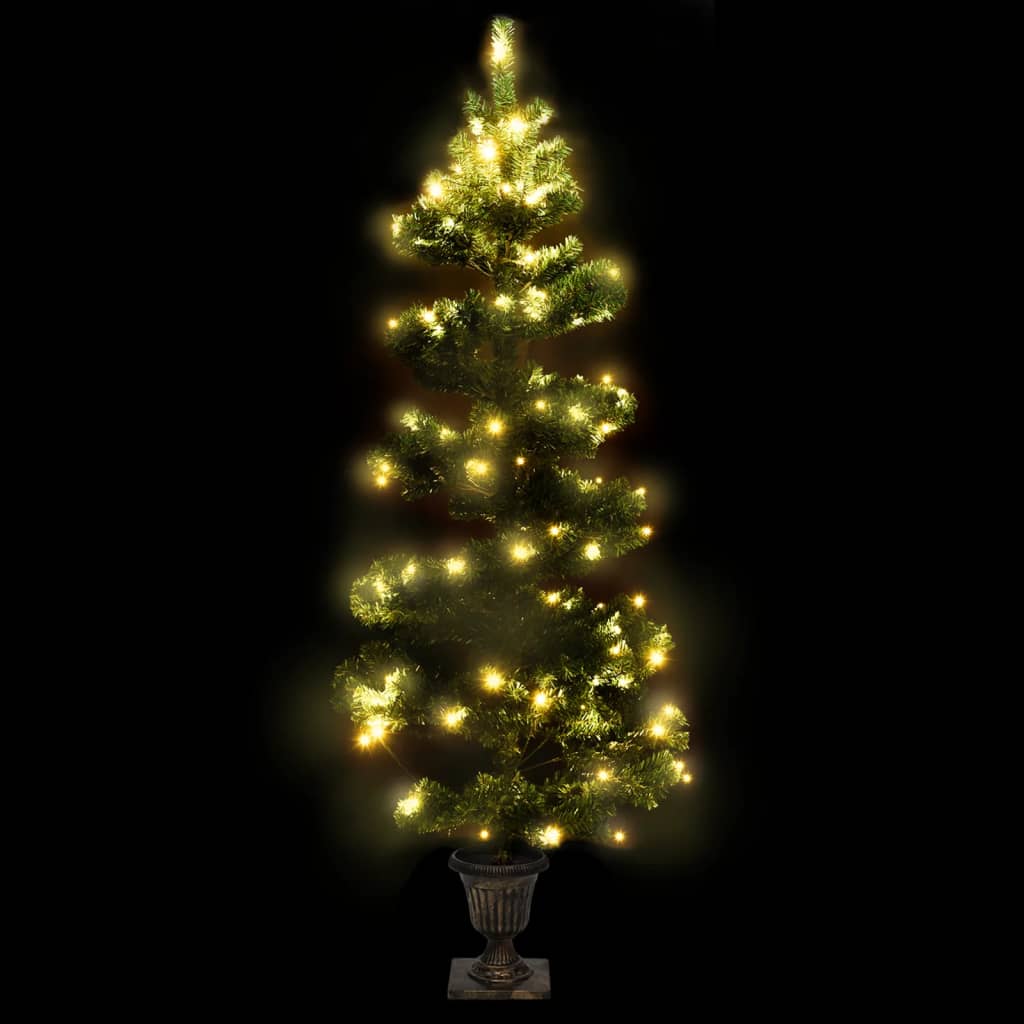 Albero di Natale Preilluminato con Vaso Verde 120 cm in PVC