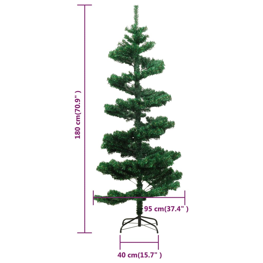 Albero di Natale Preilluminato con Vaso Verde 180 cm in PVC