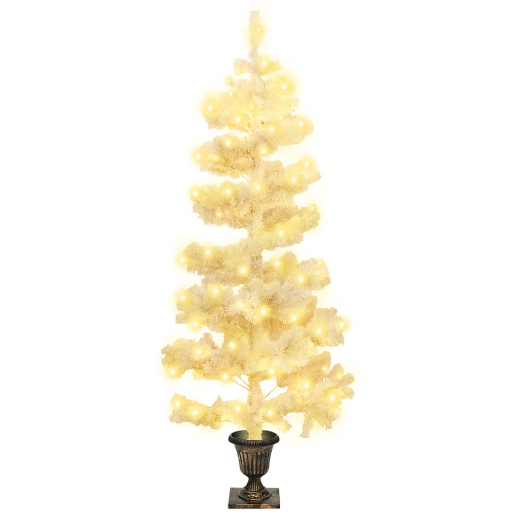 Albero di Natale Preilluminato con Vaso Bianco 120 cm in PVC