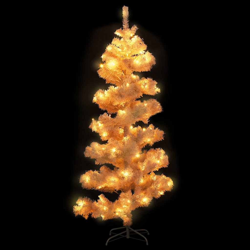 Albero di Natale Preilluminato con Vaso Bianco 180 cm in PVC