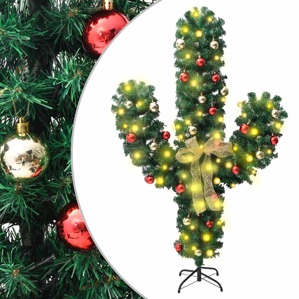 Cactus di Natale con Base e LED Verde 150 cm PVC - homemem39